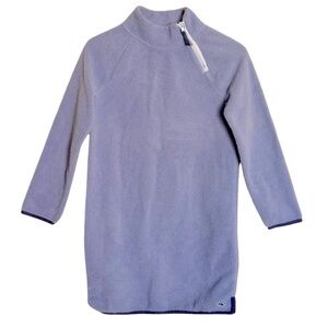 VINEYARD VINES • Girls Blue Fuzzy Zipper Accent Long Sleeve Dress Coverup